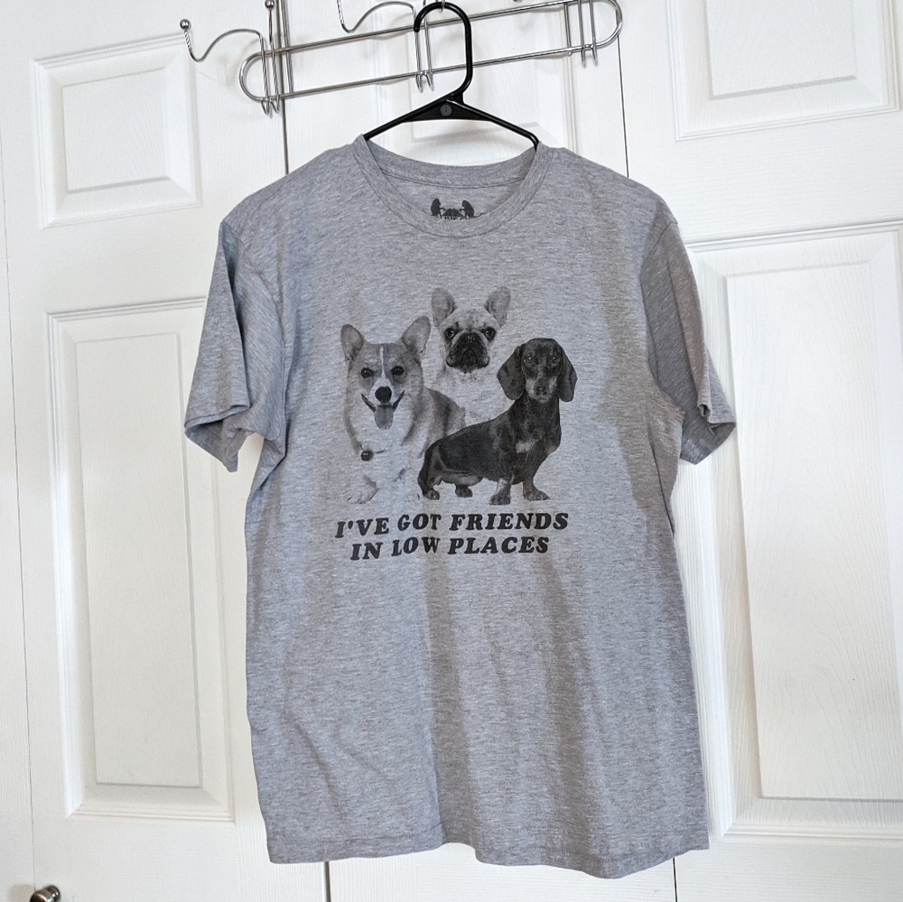 Corgi Dachshund Boston Terrier Dog Grey T-shirt Unisex Medium Funny